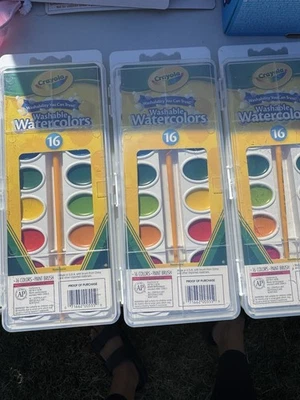 3 Pack Crayola Oval Washable Watercolor Paint Set 16 Color Assorted Non-Toxic - image 1 of 2