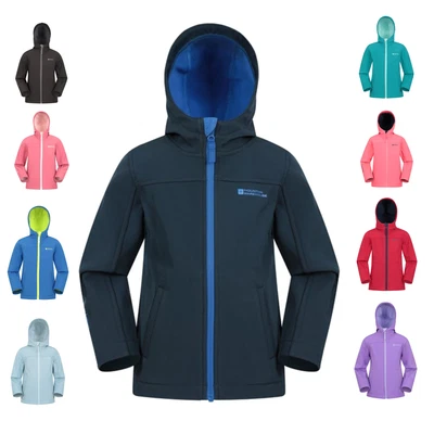 Mountain Warehouse Kids Softshell Jacket Hooded Fleece Lined Boys Girls Coat - Image 1 of 2