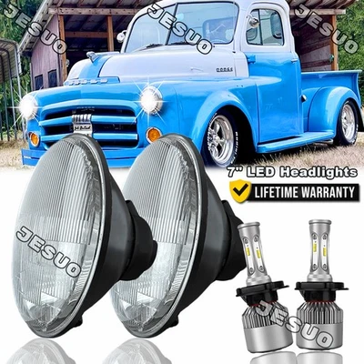 For Dodge D100 D200 D300 Pickup 7inch Round LED Headlights Hi/Lo Sealed Beam 2X Foto 1 de 4