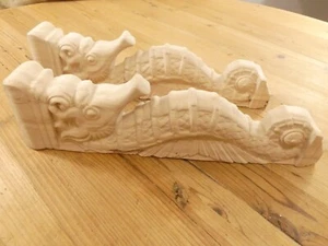 2 grandes ménsulas de madera de caballito de mar decoración náutica porche manto estante soporte mar 15" - Imagen 1 de 11