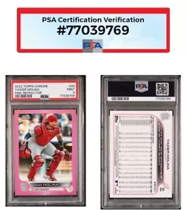 YADIER MOLINA 2022 TOPPS CHROM ROSA REFRAKTOR #93 PSA 9 NEUWERTIG SELTEN - Bild 1 von 6