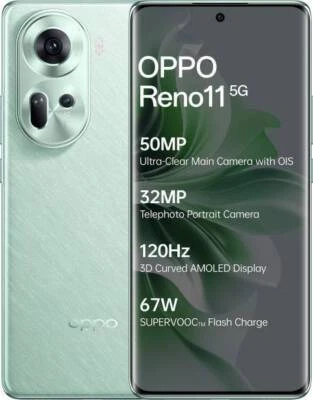 OPPO Reno 11 5G FACTORY UNLOCKED DUAL SIM 8GB RAM 128GB STORAGE ANDROID 14-GREEN - image 1 of 4