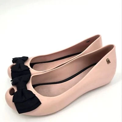 Mini sapatilhas de balé Melissa Mel Queen IV menina rosa preto veludo tamanho 5 - Imagem 1 de 4