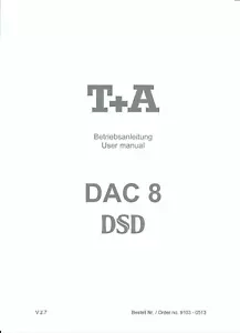 T+A manual de instrucciones user manual para DAC 8 Copy - Imagen 1 de 1