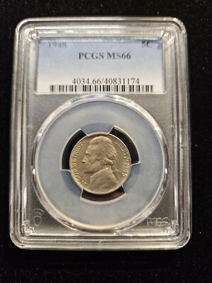 1948 Jefferson Nickel PCGS MS66 Slightly toned original look - Image 1 of 4