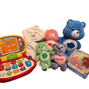 Care Bears Stuffed Animal V-Tech Child's Book Plush Cuddle Blanket Toy Lot - Picture 1 of 4
