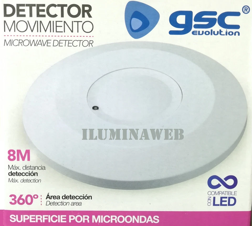 INTERRUPTOR DETECTOR de MOVIMIENTO SUPERFICIE Sensor 360º por MICROONDAS - Imagen 1 de 1