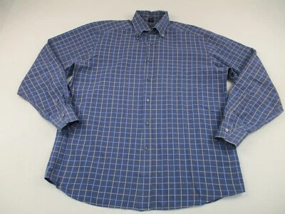 Camisa Bergdorf Goodman Para Hombre Grande Manga Larga Abotonada Algodón Azul Cuadros Italia Foto 1 de 4