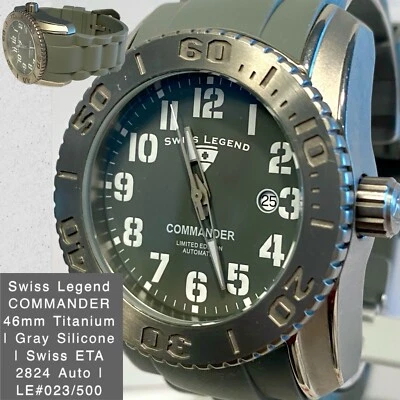 Reloj suizo 46 mm ETA 2824 automático | TITANIO | LE#023/500 | correa gris SWISS LEGEND Foto 1 de 4