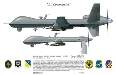 Squadron Graphics 2013 Air Commandos Reaper Drone Max Jorgenson LTD Signed Print - Image 1 of 4