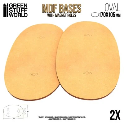 GREEN STUFF WORLD 2x MDF Bases - Oval 170x105mm - Thickness 3mm Basing Laser Cut Wargames vehicles