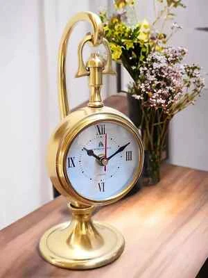 Vintage Pendulum Desk Clock Antique Metal Finish Table Watch Home Deco - Image 1 of 4