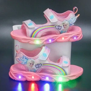 Disney Sandalen Baby Mädchen Prinzessin Elsa Kinder LED Schuhe Sommer Eiskönigin - Picture 1 of 8