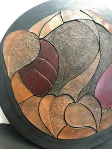 OOAK ART Leather Pieced Flower Picture Boho Amazingly Done RARE Talented Artist - Picture 1 of 7