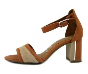 Sandalias De Mujer Cómodas De Piel Ante Beige 38 Tacón Medio 7 CM TAMARIS - Imagen 1 de 5