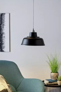Black Metal Easy Fit Light Pendant Shade 30cm Industriual Look - Picture 1 of 4
