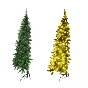 6ft LED Pre-lit Half Christmas Tree PVC Artificial Tree w/ 8 Flash Modes 250 - Picture 1 of 10