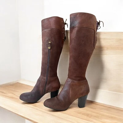 Botas Escada hasta la rodilla marrón con cordones - talla 38/8 Foto 1 de 4