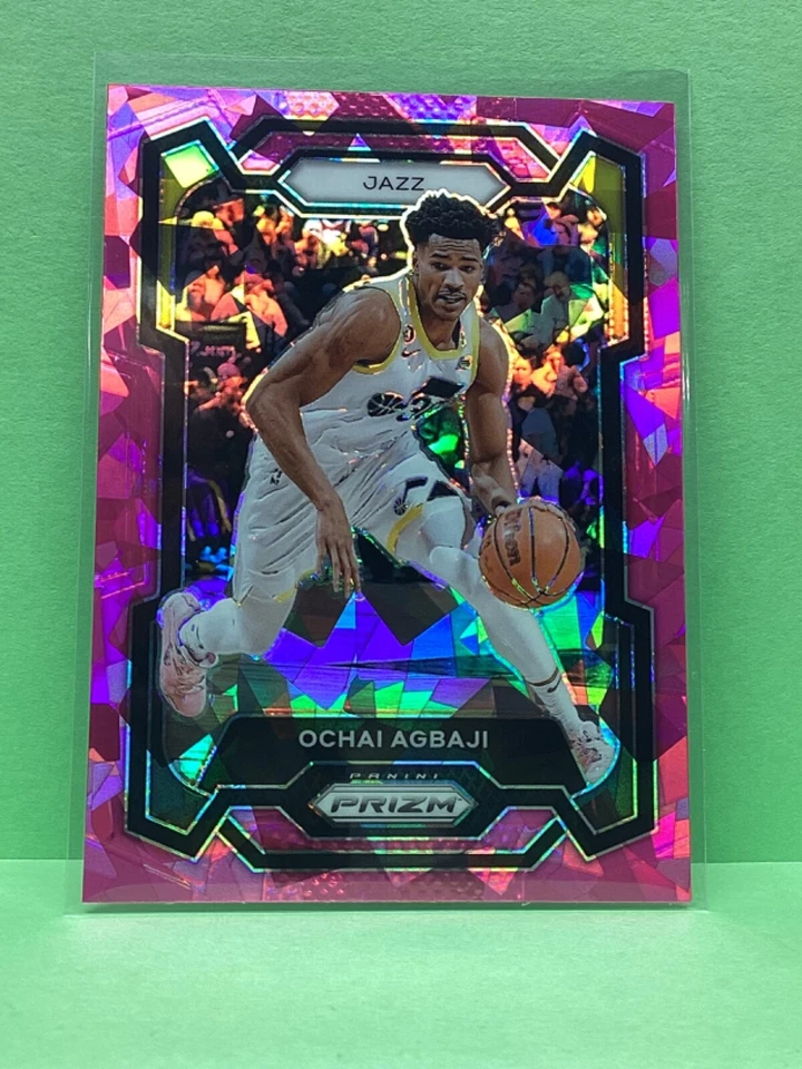 Ochai Agbaji 2023 2024 PANINI PRIZM PINK CRACKED ICE PRIZM REFRACTOR CARD - Image 1 of 1