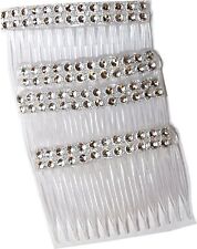 4 pack of Clear Grip Hair Combs Slides 7cm with Diamontie Diamante effect 