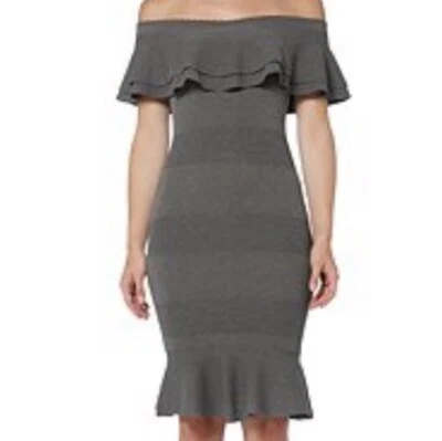 Nuevo con etiquetas Vestido Para Mujer Endless Rose Tejido Gris Talla S Fuera del Hombro Volantes Foto 1 de 4
