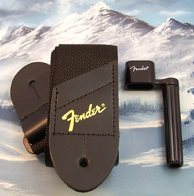 CORREA DE GUITARRA ~ GUARDABARROS GENUINO ~ LOGOTIPO DORADO + BOBINADORA DE CUERDAS Foto 1 de 2