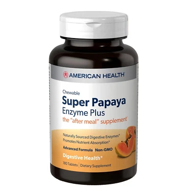 American Super Papaya Enzyme plus - 180 comprimidos masticables - el suplemento después de comer Foto 1 de 4