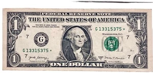 $1.00 Star/Replacement Note Series 2017A G13315375* - Picture 1 of 3