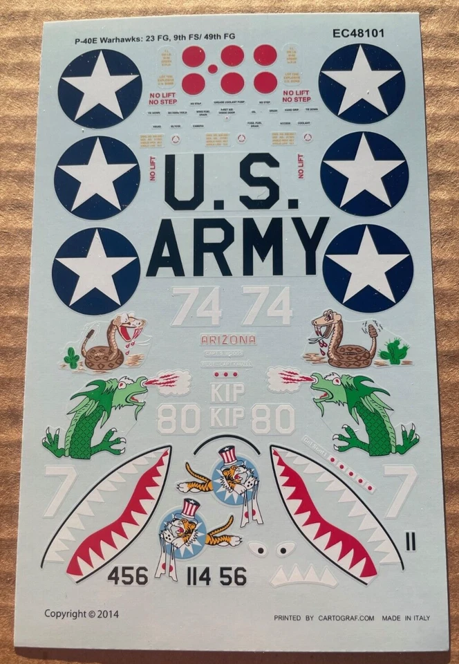 Calcomanías EagleCal 1/48 P-40E Warhawk 23FG, 9th FS/ 49th FG EC48101 Foto 1 de 1