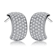 Aaaa Cubic Zirconia Stud Earrings Sbling Platinum Plated Sterling Silver
