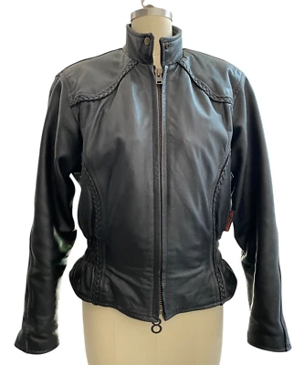 Jaqueta de Moto Hot Leathers Tamanho M Média Preta Motociclista Edgy Motocicleta Forrada com Zíper - Imagem 1 de 4