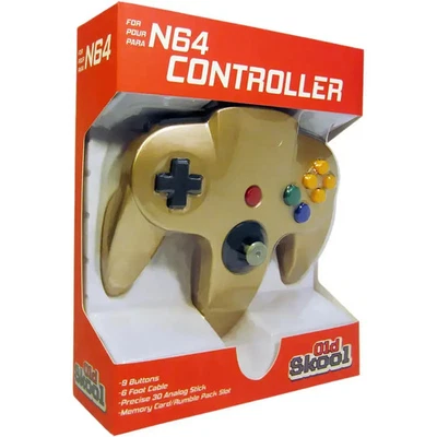 Nintendo 64 - Gold Wired Controller (6&apos; Cable) - Old Skool - Image 1 of 3