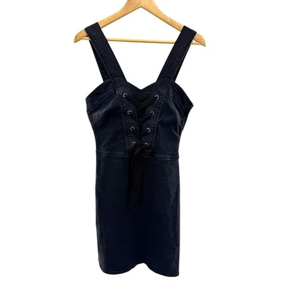 NWT PAIGE Tula Dress Vintage Noir Denim Corset Lace Up Mini Dress Size S - Image 1 of 4