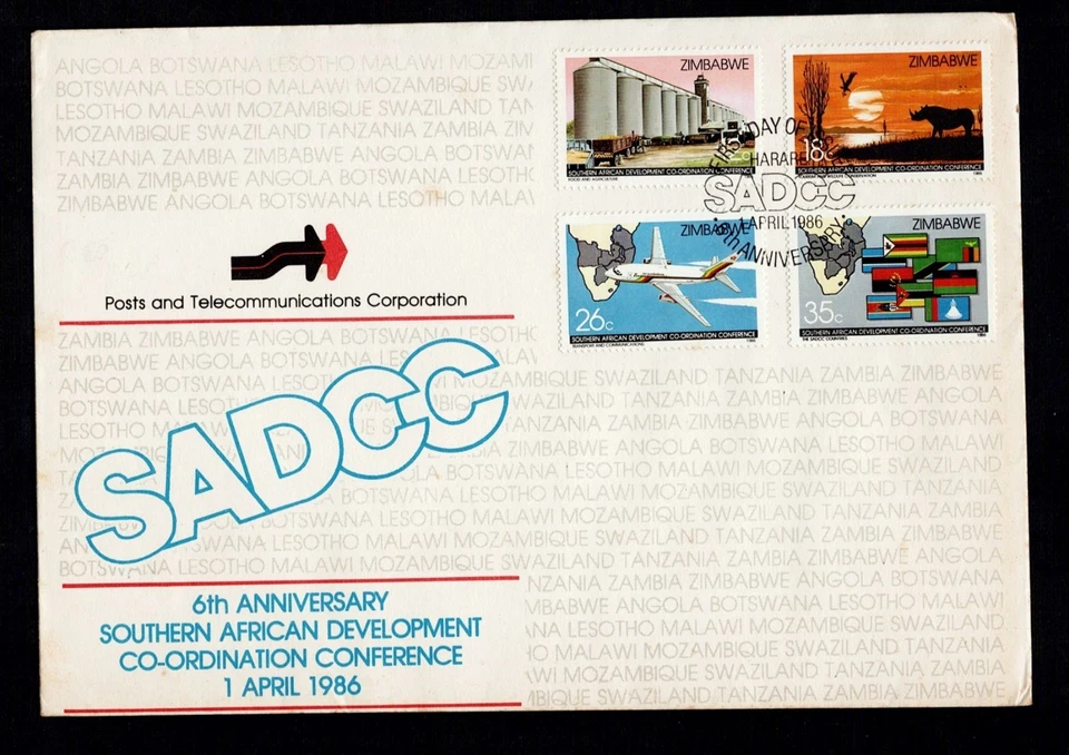 ZIMBABWE (was RHODESIA), 1986 SADCC Full set on FDC with description - Image 1 of 1