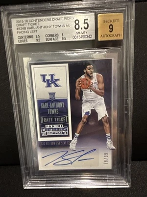 2015-16 Panini Contenders Draft KARL-ANTHONY TOWNS #124 Autograph /99 Knicks - Image 1 of 2