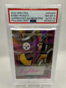 Kenny Pickett 2022 Spectra Aspiring Patch Pink Prizm Rookie RC Autograph /25 - Bild 1 von 2