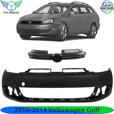 Front Bumper Cover Fascia & Grille Assembly Kit For 2010-2014 Volkswagen Golf - Изображение 1 из 4