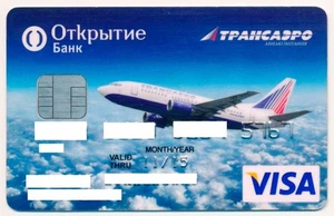 RUSSIA OTKRITIE BANK AVIATION TRANSAERO AIRLINES VISA CARD - Picture 1 of 2