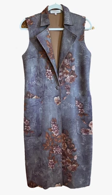 Chaleco Largo Anthropologie Solitario Imitación Gamuza Para Mujer’s S Gris Marrón Floral Usado en Excelente Condición Foto 1 de 4