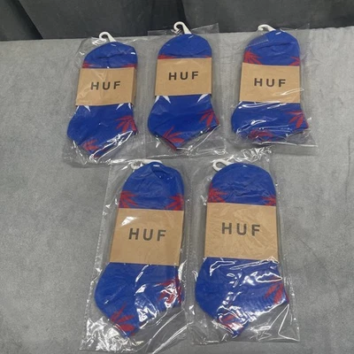 Lot Of 5 Pair HUF Plant Life Red White Pot Leaf Low Cut Blue Socks One Size Fits - Image 1 of 4
