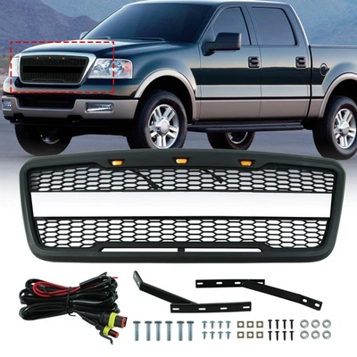 Front Grill for 2004-2008 FORD F150 W/Lights Black Foto 1 de 4