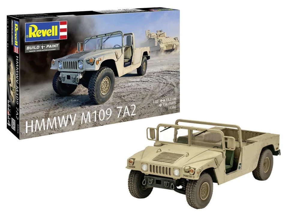 Revell 03366 US Geändefahrzeug HMMWVM109 7A2 Plastica Kit Modellismo 1:72 Nuovo - Immagine 1 di 1
