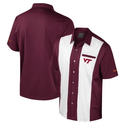 Men's Colosseum Maroon Virginia Tech Hokies Strike Bowling Button-Up Shirt - Image 1 of 3