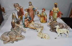 7.5" Nativity Scene 12 pieces ITALY Handpainted Jesus, Mary, Joseph, Wise Men +  - Picture 1 of 16