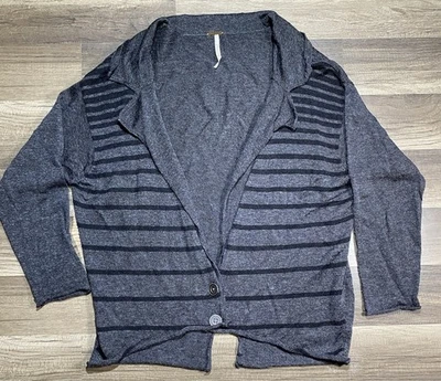 Cárdigan suéter a rayas Free People para mujer talla Xsmall gris twee transparente gótico Foto 1 de 4