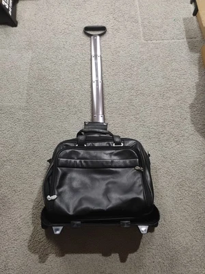 Maletín de cuero para computadora portátil McKlein USA Coast 17" negro desmontable con ruedas *LEER* Foto 1 de 4