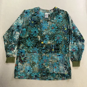 Vintage SCRUBS Floral Print Medical Uniform Shirt Medium Workwear S.C.R.U.B.S - Picture 1 of 7