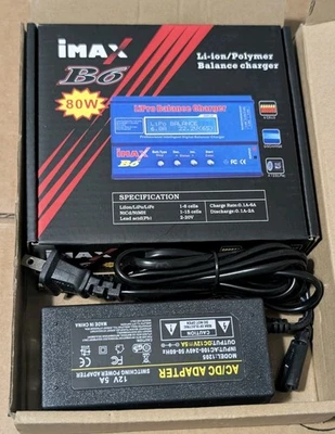 iMAX B6 80W Li-ion LiPo NiMH Battery Balance Charger + 12V Adapter NEW - Image 1 of 3