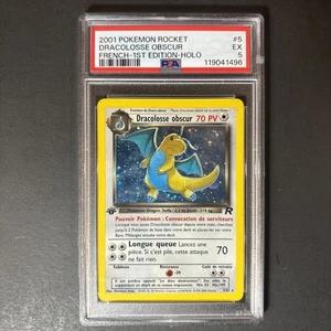 Pokemon 1st Edition Dark Dragonite French 5/82 Holo Dracolosse Obscur PSA 5 - Picture 1 of 2