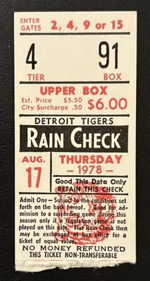 1978 HOF Jack Morris Career Win #4, Alan Trammell Hit Ticket Stub Tigers Indians - Image 1 of 2